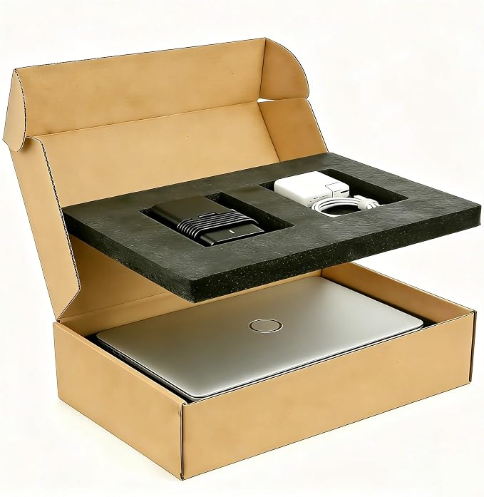 Laptop Shipping Boxes Great for Laptop Shipping or Packing | Laptop Shipping Boxes Cardboard Laptop Box with Foam Protection Fits Notebook Screen Sizes Up to 17.6 Inch (Black)