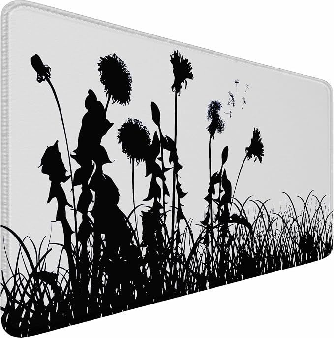 Large Gaming Mouse pad, Waterproof Mousepad with Stitched Edges, Premium Microfiber Cloth Surface, Non-Slip Base Keyboard Desk Mat for Home Office Gaming, Flowers Plants