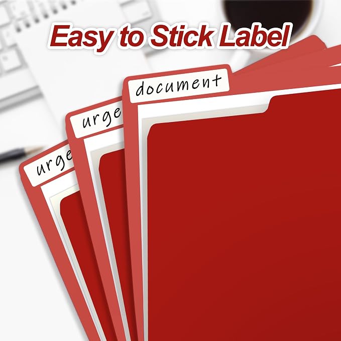 VZCPYTPM 100 Pack Red File Folder,1/3-Cut Tabs,Paper File Folders Letter Size,8.5x11 Manilla File Folders for Office Filing,School Projects and Home,Organizer Documents