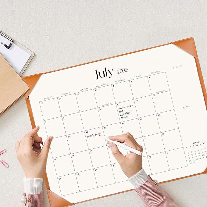 Desk Calendar 2026-2027 with Desk Mat – 22" x 17" Large Desk Pad Calendar Runs from July 2026 to December 2027, Office Supplies Desktop Monthly Calendar for Home & Office