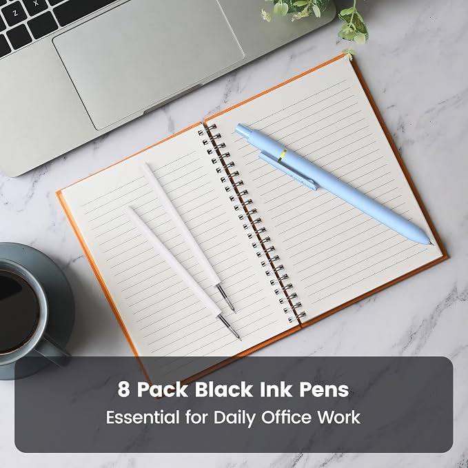 8 Pack Gel Pens, Black Ink Quick-Drying No Smudge with Fidget | 0.7mm Fine Point, Smooth Writing, Long-Lasting Ink, Stress Relief Pens for Journaling, School Office, Gift for Women Men