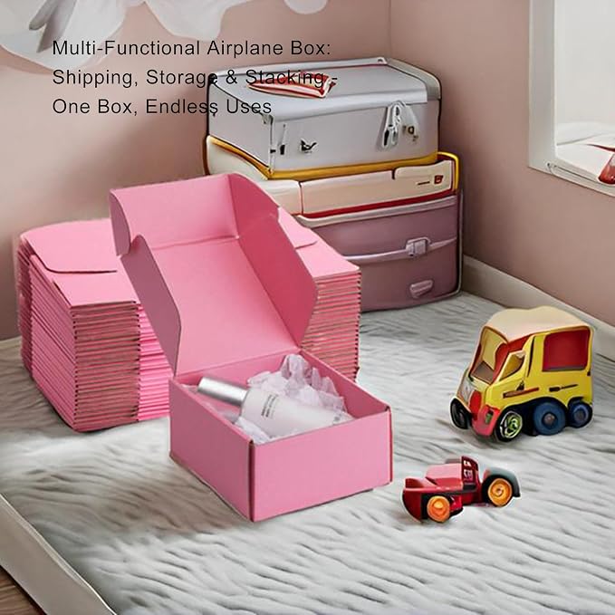 6x6x3 inch Pink Shipping Boxes for Small Business- Set of 25 | Sturdy ECT 32 Corrugated Cardboard Mailer Boxes, Easy Assemble for Packaging, Mailing, Gift Giving & Ecommerce Packing