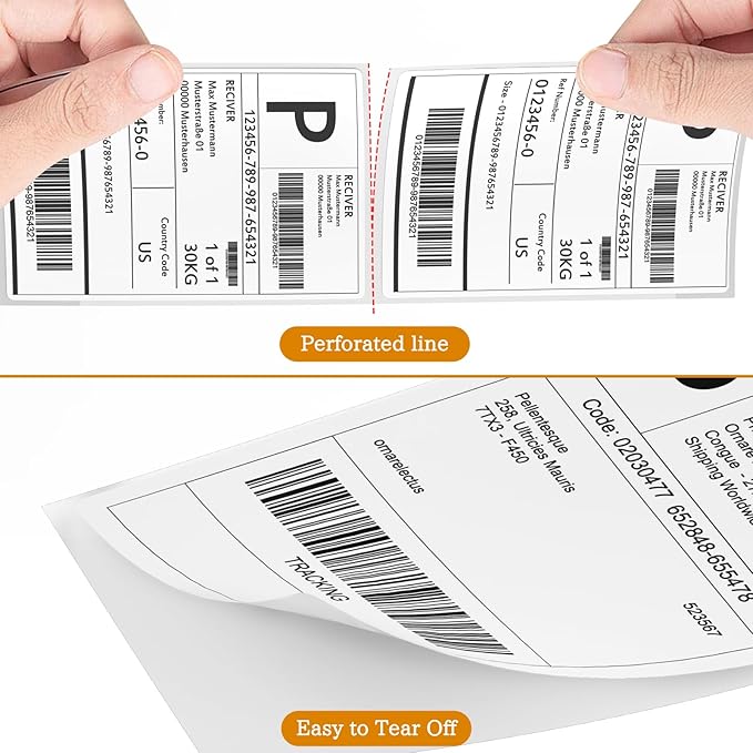 4 x 6 Fanfold Thermal Shipping Labels, 100 Labels Thermal Shipping Labels for FedEx Shipping Label, Compatible with JADENS,iDPRT, Munbyn Printers.