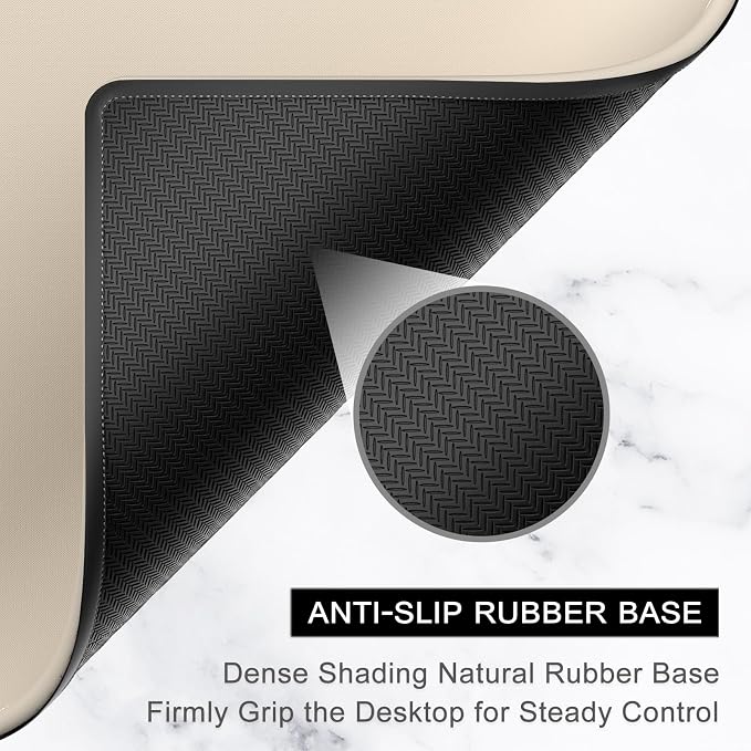 Hsurbtra Mouse Pad, Premium-Textured Square Mousepad 10.2 x 8.3 Inch, Stitched Edge Anti-Slip Waterproof Rubber Pretty Cute Computer Mat for Office Gaming Laptop Women Kids Beige