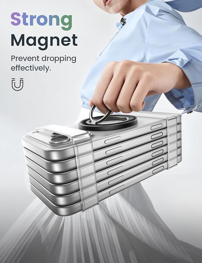 Lamicall Magnetic Phone Ring Grip Holder for MagSafe, Crystal Clear Black | 360° Smooth Damping Rotation, Finger Grip Kickstand for iPhone 17 16 15 14 13 12 Pro Max Air Androids, Mag Safe Accessories