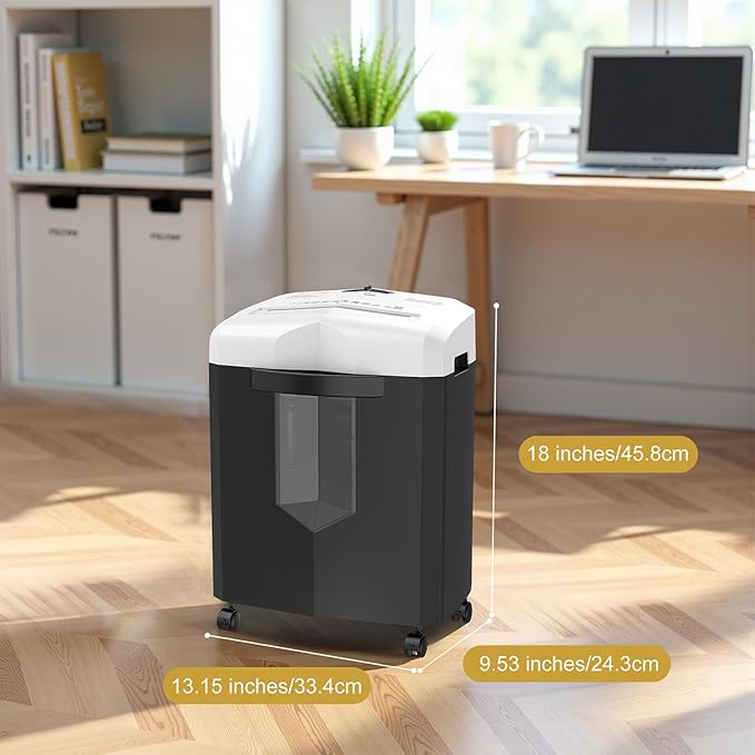 Bonsaii 12-Sheet Micro Cut Paper Shredder, 60-Minute P-4 High Security Shredders for Home Office, Shreds CD/Credit Card/Mail/Staple/Clip, Jam-Proof System with 4.2 Gal Pullout Bin (C266-BW)