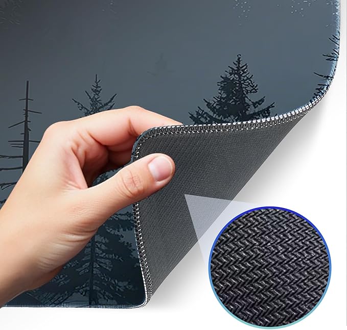 Mouse Pad, Misty Forest Pattern, Non-Slip Rubber Gaming Mouse Pad with Stitched Edges for Computer, Office, Home, 31.5 x 11.8 Inch (Forest)