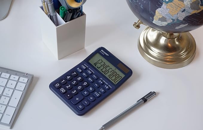 Sharp EL-M335 10-Digit Extra Large Desktop Calculator with Currency Conversion Functions, Tax, Percent and Backspace Keys, and a Large Angled LCD Display, Perfect for Home or Office Use | Extra Large Display, Currency Conversion Functions, Tax, Percent...