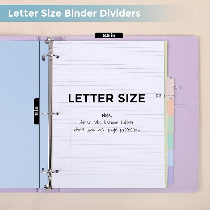 SKYDUE 8-Tab Write&Erase Plastic Dividers for 3 Ring Binder, 2sets | Binder Dividers for Letter Size,with Sticker Labels,Divider Organizers for Student, Teacher, Pastels School Supplies