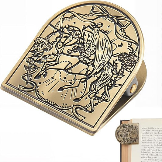 CRASPIRE Horse Carousel Journal Metal Clip Vintage Travelers Notebook Book Bill Binder Clips Holder Alloy Antique Bronze Decorative Travelers for TN Travelers Art Reading Decoration Accessories
