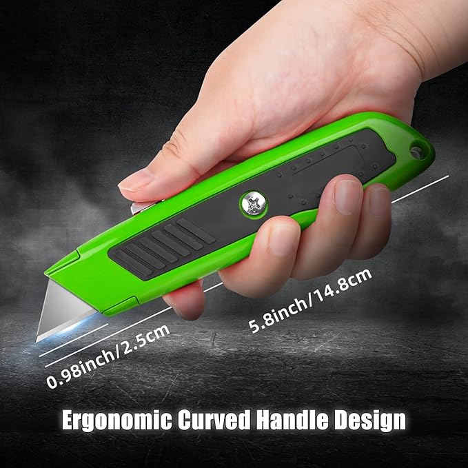 DIYSELF 2 Pack Utility Knife, Box Cutter Retractable, Heavy Duty Small Box Knife Exacto Knife, Comfortable Aluminum Handle, Sharp Blade, Box Opener for Cardboard, Boxes, Carpet (Green)