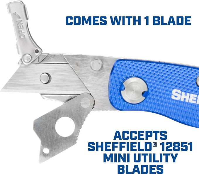 Sheffield Utility Knife, Mini Box Cutter with Aluminum Handle and Keychain | Mini Utility Knife Accepts Mini Utility Blades for Home, Office, Trades, and Warehouse Use