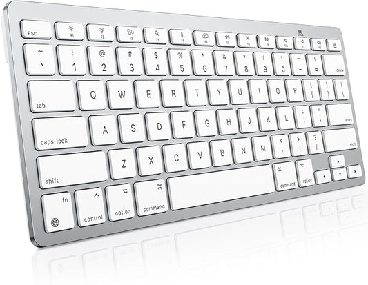 OMOTON Wireless Keyboard for Mac, Compact Ultra-Slim Design (No Number Pad), Stable Bluetooth Keyboard for Mac, Ergonomic and Portable, Compatible with MacBook Pro/Air/iMac, Silverwhite