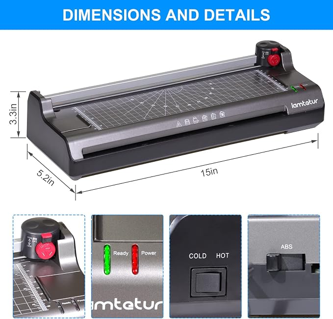 Lamtetur A3 Thermal Laminator Machine with 70 Letter Size Laminating Sheets | 11X17 Laminating Machine For Office Home School Teacher,13 inch Hot&Cold Lamination 3-5Mil With Paper Cutter,Corner Rounder