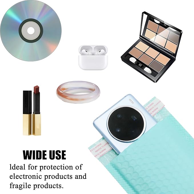 5x7 Inch Self Seal Adhesive Poly Bubble Mailers 10 Pcs Robin's Egg Blue Waterproof Shipping Bags for Mailing Packaging
