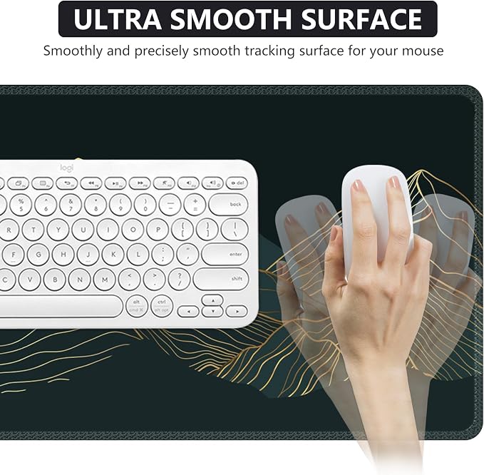 iCasso Large Mouse Pad, XXL Green Mousepad,A-Mountain Cyan Extended | Stitched Edges and Stable Rubber Base, Keyboard Mat Desk Pad for Work, Home