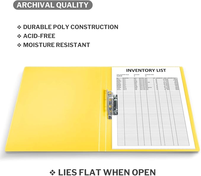 CRANBURY Punchless Clamp Binder (4-Pack, Assorted Colors), Ringless Binder Holds 100 Letter Size Pages, Documents, 8.5x11 Folder with Metal Clip for Home or Office, Transparent Acid-Free Poly