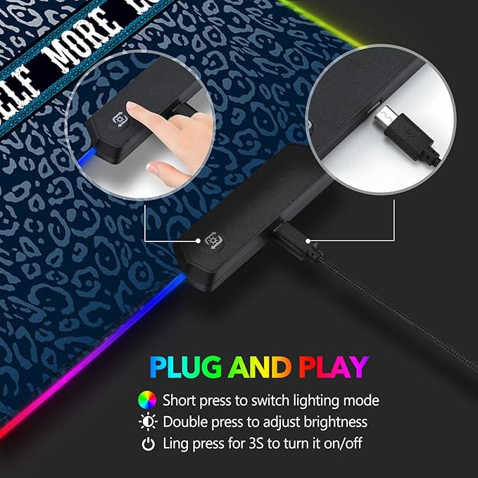 AIMSA RGB Mouse Pad LED Gaming Mouse Pad with 14 Lights Modes, Non-Slip Rubber Base Computer Carpet Desk Mat for PC Laptop (35.4 x 15.8 inch) Colorful Ink Starry Sky