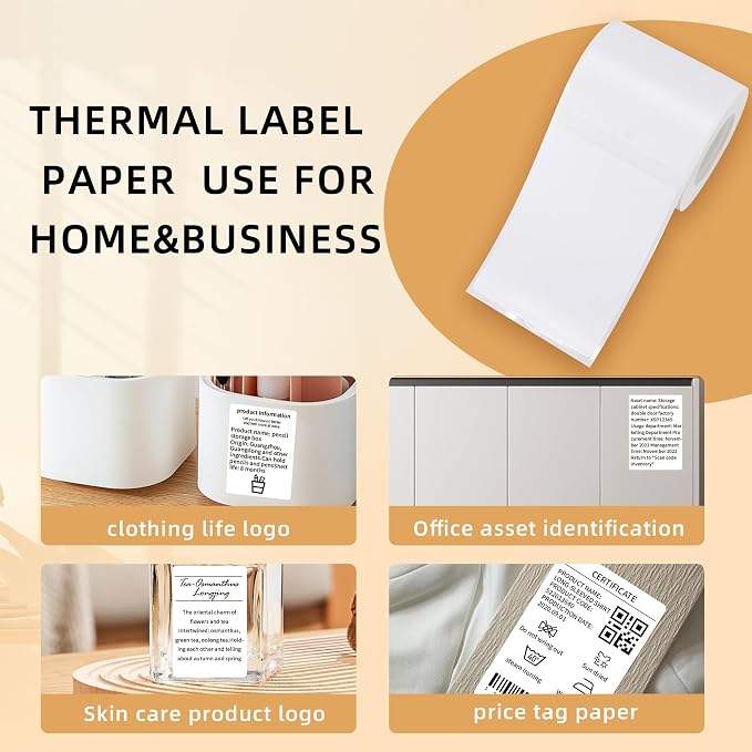 Thermal Labels Maker Tapes for B21/B3S/B1 Printer,1.91" X 2.75" (50 X 70mm) | 110 Labels/Roll,Multi-Purpose Adhesive Labels Sticker Paper for Home Office Small Business Address School,6 Rolls White