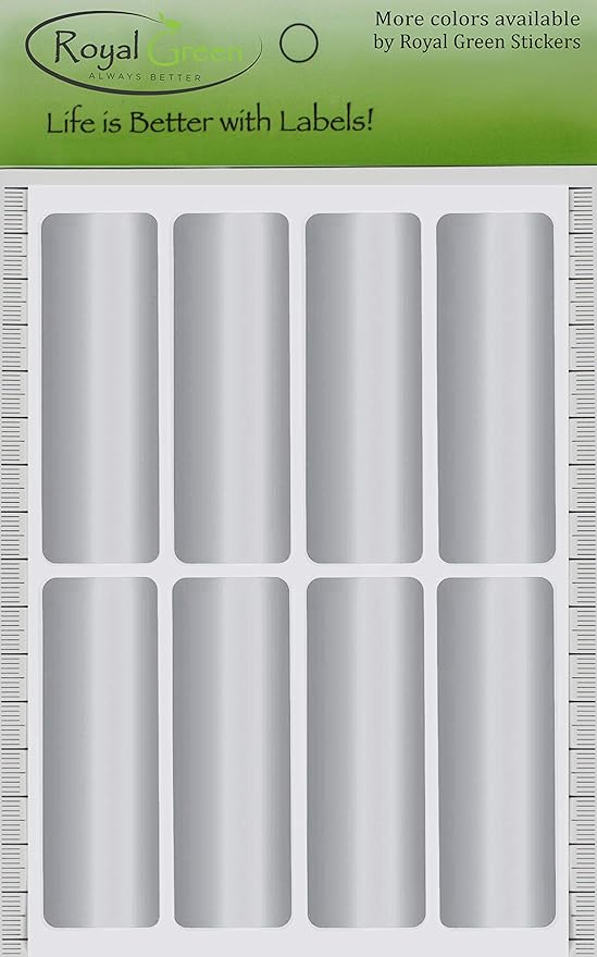 Royal Green 3x1 Labels Sticker Color Code Metallic Silver Stickers - 40 Pack