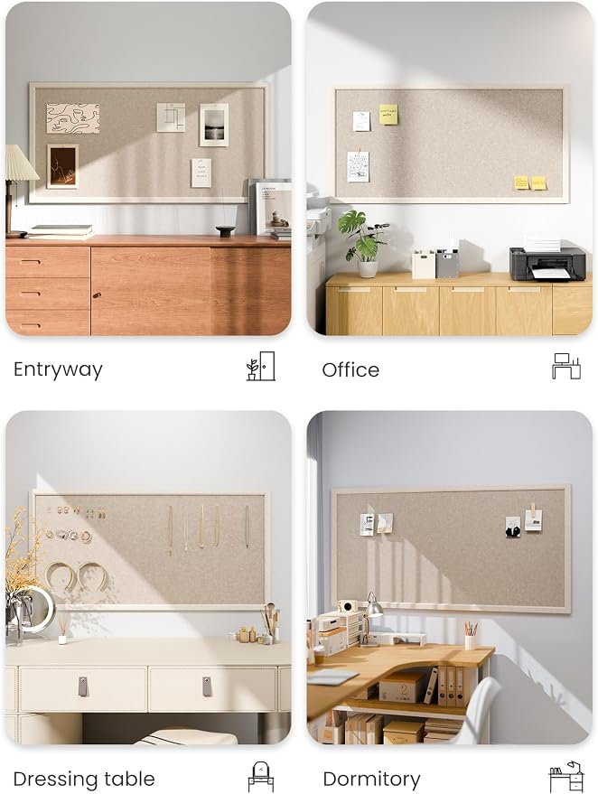 Fluxynara 47.2" x 23.6" Felt Frame Bulletin Board, Deep Camel | Cork Board Alternative with 36 Removable Adhesive Tabs, Foldable Pin Board for Wall, Home, Office, Classroom & Dorm