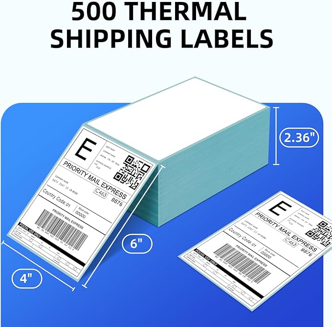 ORGSTA 4x6 Thermal Direct Shipping Label (Pack of 500 Per Fanfold Labels) - Commercial Grade