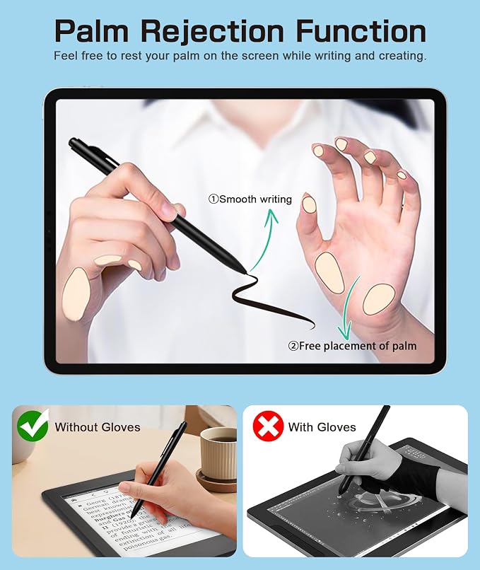 Ciscle Pen for Remarkable 2, Non-Magnetic Stylus with Eraser, 5 Tips | Battery-Free Design Offers 4096 Pressure Levels, Palm Rejection and Tilt Support for Smooth Writing, Drawing and Note-Taking