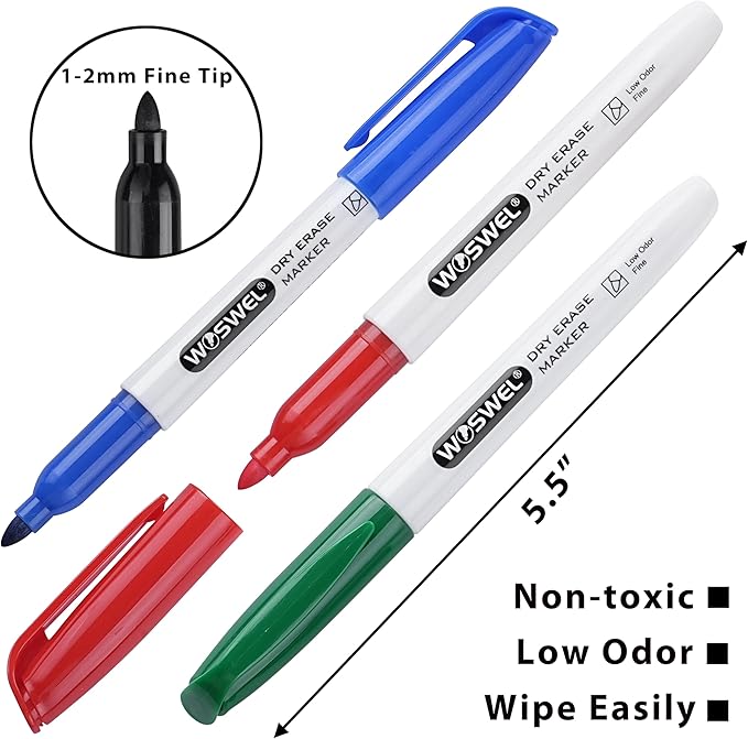 Fine Tip Dry Erase Markers Bulk, 76 Pack 4 Assorted Colors(Black,Blue,Green,Red) Low Odor Whiteboard Erasable Markers for Classroom School Office Home, Non-Toxic Easy Clean