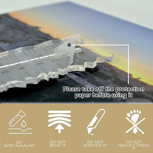 Acrylic Paper Tearing Ruler Craft Ruler for Cutting Paper to Wavy Line Jagged and Irregular Edges 12'' Measuring Tool for Engineering School Office Architect and Drawing