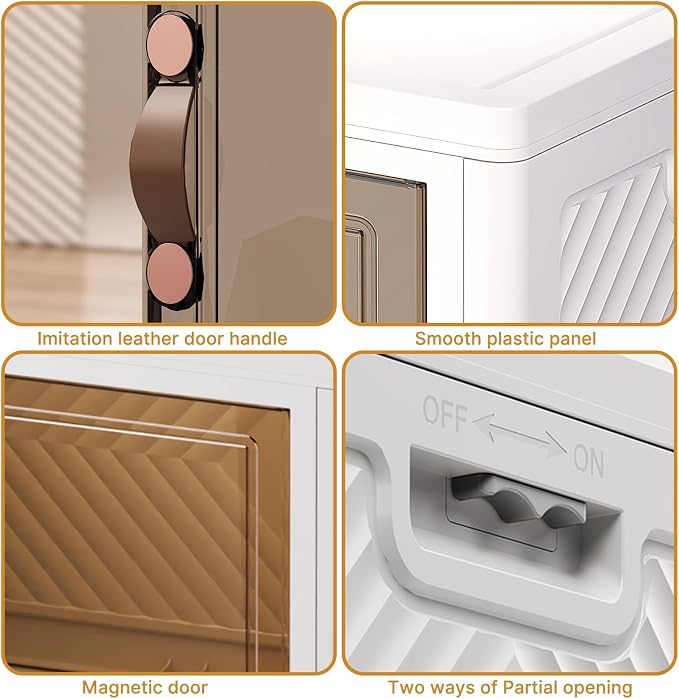 672QT Stackable Storage Bins with Lids,Doors & Wheels | Closet Organizers and Storage Cabinet, Lockable Plastic Foldable Drawers for Bedroom Dorm Office Garage（168QT*4,White）