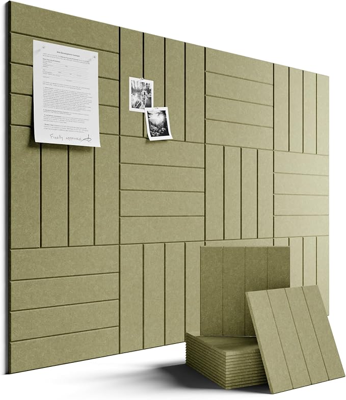 Fluxynara Felt Bulletin Board & Cork Board Alternative, Olive Green | 48" x 36" Pin board, Removable Adhesive Tabs, Easy Install Without Wall Damage, For Home Office Decor