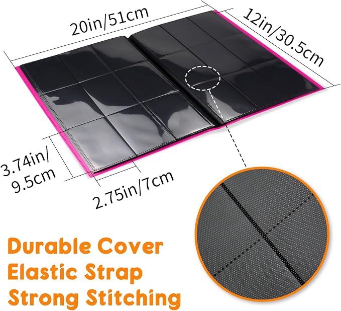 Trading Card Binder 9 Pocket, 360 Card Waterproof Folder with Side Loading Sleeves, Sturdy Card Collection Album for MTG, TCG, Game Cards & Sports Cards (1, Rose Red)