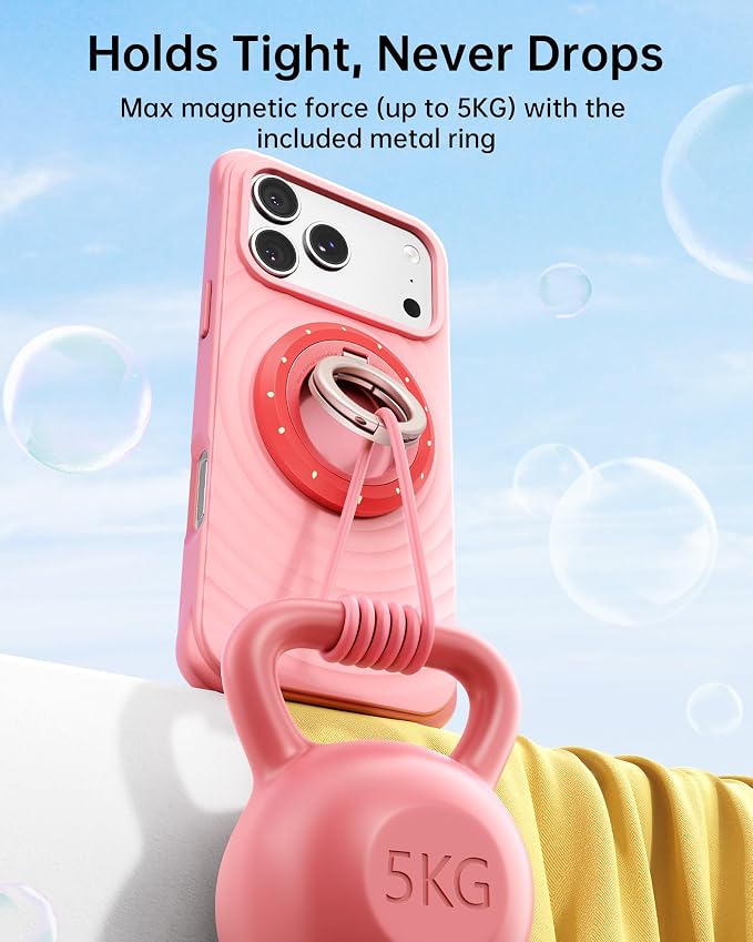 SYNCWIRE Magnetic Phone Ring Holder, for MagSafe Phone Grip Stand Kickstand | 360° Rotation, Double-Sided Magnet, Cell Phone Grip Finger Holder, for iPhone 17 16 15 14 13 12 Pro Max, MagSafe Accessories