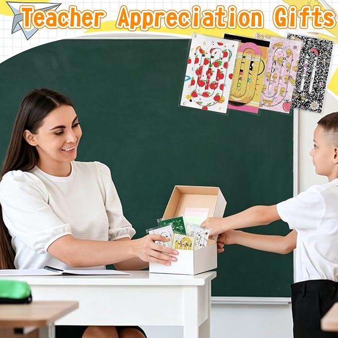 IANFEPH 24 Sets Back to School Teacher Gift Jumbo Acrylic Paper Clips | 8 Cute Paperclip Designs with Card, 4" X 2" Large Teacher Appreciation Paperclip Bookmark for Classroom Office Supplies