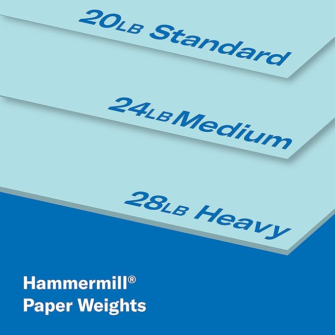 Hammermill Colored Paper, 20 lb Blue Printer Paper, 8.5 x 11-3 Ream (1,500 Sheets) - Made in the USA, Pastel Paper