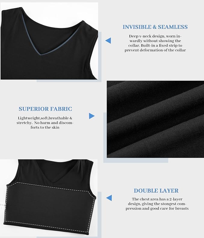 Rolewpy Chest Binder for Transgender FTM Women Binder Bra Tomboy Breast Binder Tank Top