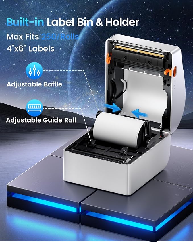ASprink Bluetooth Shipping Label Printer with 3 Roll Labels, 4x6 Thermal Label Printer for Small Business, Thermal Printers Come with 750PCS 4x6‬ White Labels (250 Labels/Roll)