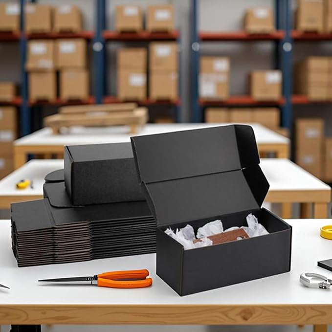 10x4x4 inch Black Shipping Boxes for Small Business- Set of 25