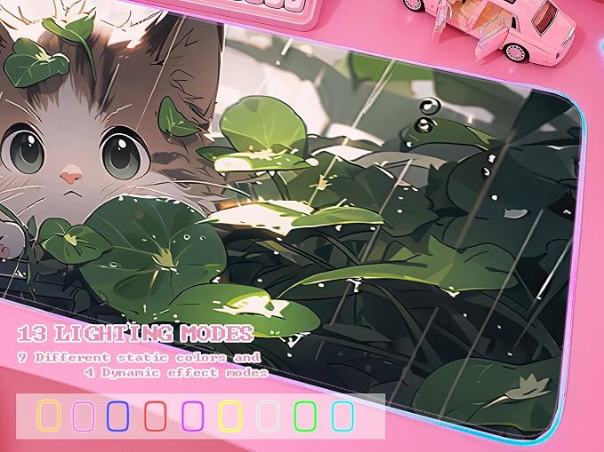 JMIYAV Pink RGB Gaming Mouse Pad 31.5x12 Inch PC XL Large Extended Glowing Led Light Up Desk Pad Non-Slip Rubber Base Computer Cute Mousepad Mat Desk Accessories Gaming Setup 27-888