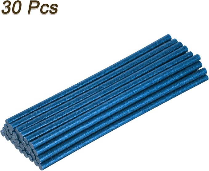 uxcell 30pcs Full Size Hot Glue Gun Sticks 8-inch x 0.27-inch High Sticky Small Hot Glue Sticks for Glue Gun, Glitter Bright Blue