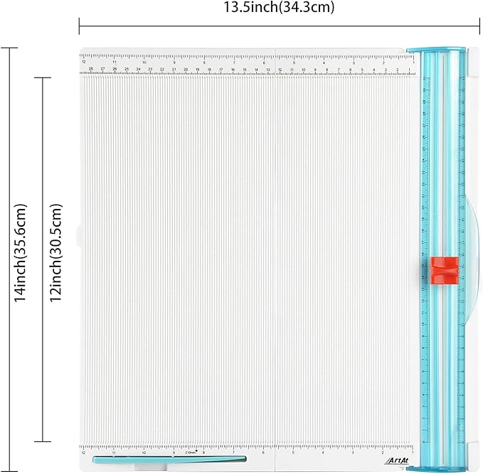 ArtAt 12"x12" Paper Trimmer & Scoring Board - Precise Cutting & Scoring Tool for DIY Crafts, Cards, Envelopes, Scrapbooking & More