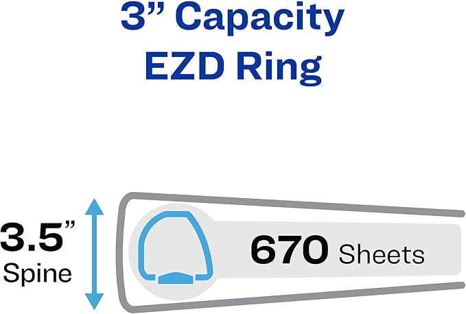 Avery Heavy-Duty View 3 Ring Binder, 3" One Touch EZD Rings, 670-Sheet Capacity, 3.5 Inch Wide Spine, Great for Home, School Supplies, Office, or Organization Needs, 1 Chartreuse Binder (79779)