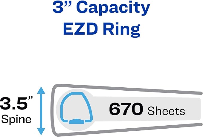 Avery® Heavy-Duty View 3 Ring Binder, 3" EZD® Rings, 1 Purple Binder | For Heavy School, Home and Office Use, Tear-Resistant Spine, DuraEdge Split-Resistant Sides, Nonstick PVC-Free Cover