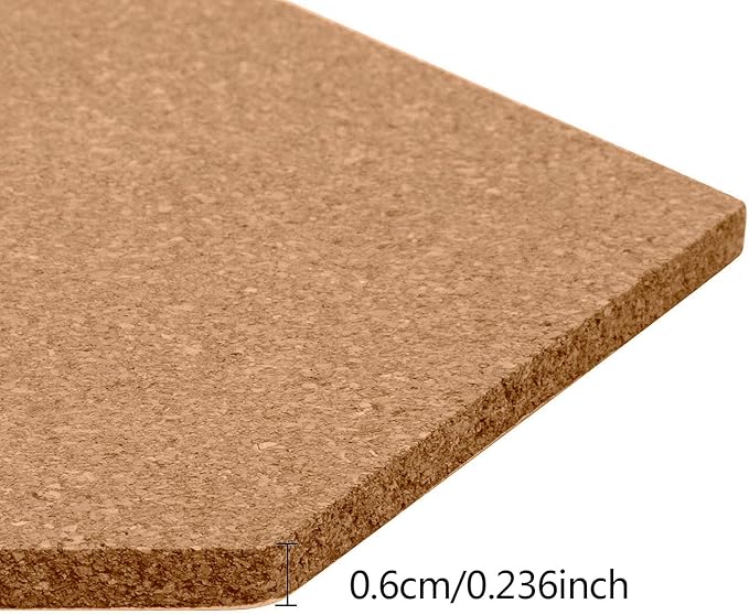 HBlife 10 Pack Hexagon Self-Adhesive Cork Board Tiles Mini Wall Bulletin Board with 50 Multi-Color Push Pins 12" x 10"