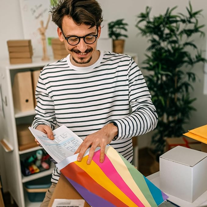 Oududianzi Poly Mailers 10x13, 100Pack Shipping Bags, Plastic Packaging Bags, Self-Seal Polymailers, Mailers Poly Bags, Package Bags for Small Business and Clothing - Rainbow