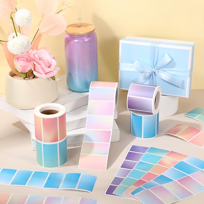 2500 Pcs Thermal Sticker Labels 1. 25 x 2. 25 Inch Rectangle Direct Thermal Labels Self Adhesive Multipurpose Printer Stickers for DIY Logo Design, Qr Code, Name Tag