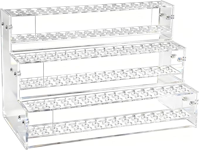 144-Slots Pen Holder for Craft Shows,3-Tier Acrylic Pen Display Stand Holders for Vendors,12mm Beadable Pens Display Beaded Pens Organizer Paint Brush Storage Makeup Brush Rack for School Essentials