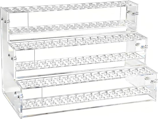 144-Slots Pen Holder for Craft Shows,3-Tier Acrylic Pen Display Stand Holders for Vendors,12mm Beadable Pens Display Beaded Pens Organizer Paint Brush Storage Makeup Brush Rack for School Essentials