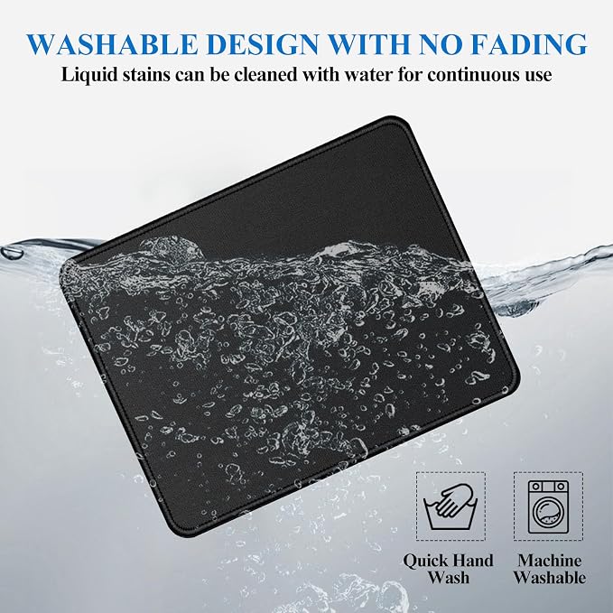 Mouse Pads, 3 PCS, Black Standard Mouse Pads, Office and Gaming,Stitched Edges, Rubber Anti Slip Base Mouse pad, Dirt Resistant, Durable, Square, 10.2 inches x 8.3 inches x 0.12 inches