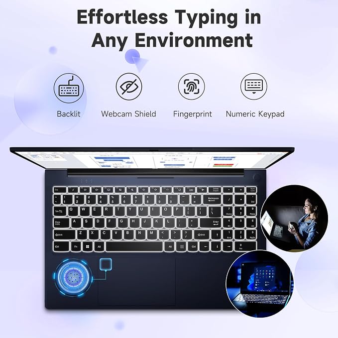 NIMO 15.6" FHD IPS Laptop, Core i3-1215U 6-Core Up to 4.4GHz (Beats R5 7520U), 16GB RAM 512GB SSD, Wi-Fi 6, Backlit Keyboard, Fingerprint Reader, 65W Type-C Charging, Student & Business Notebook